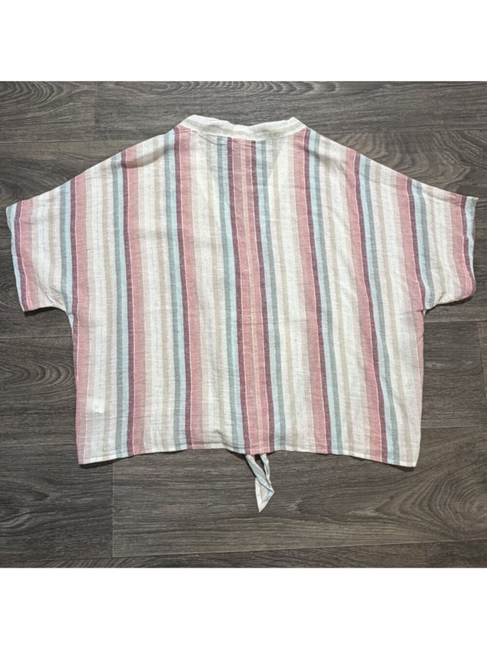 Elan Womens Striped Tie Front Top Size 2X Lightweight Button Down Preppy - Picture 6 of 10